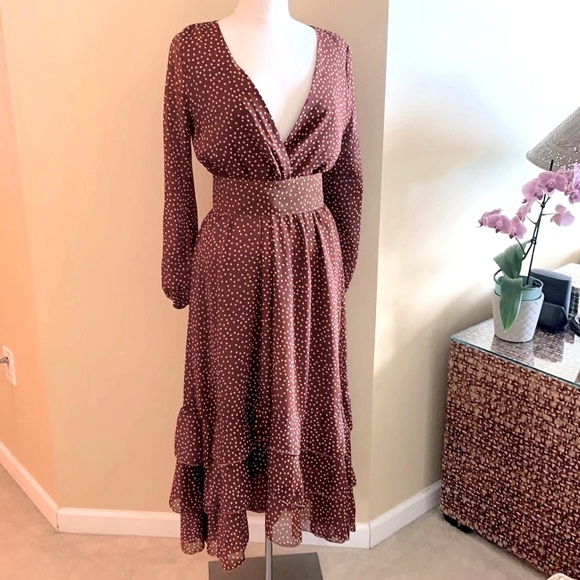 uli herzner Dresses & Skirts - Brown white polka dot dress by Uli Herzner